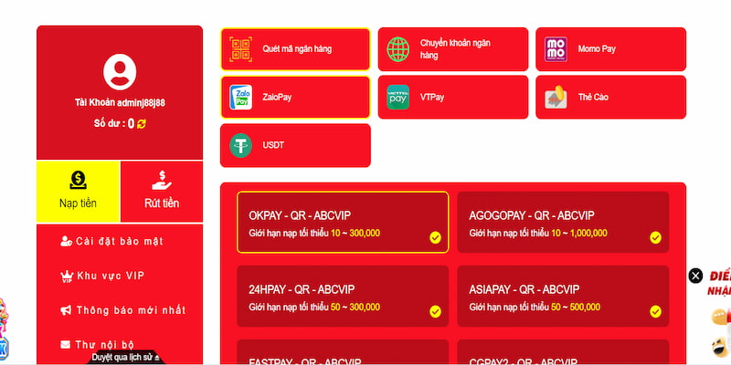 Nạp tiền J88 bằng qua ví điện tử giúp thành viên thuận tiện quản lý tài chính